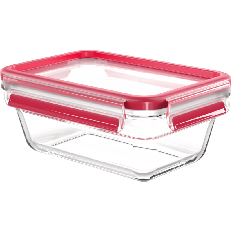 Emsa CLIP & CLOSE Glas-Frischhaltedose 0,85 Liter Dose, transparent/rot