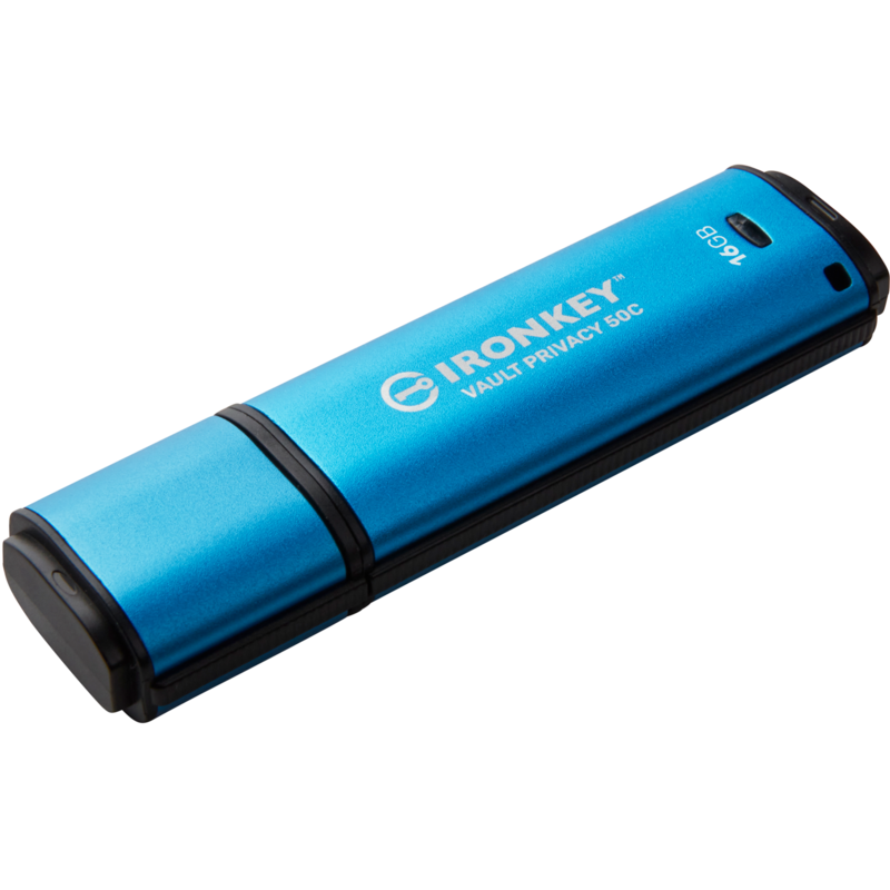Kingston IronKey Vault Privacy 50 16 GB USB-Stick, hellblau/schwarz, USB-C 3.2