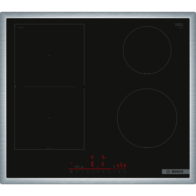 Bosch Home PVS64RHB1E Serie 6 Autarkes Kochfeld, schwarz/edelstahl, 60 cm