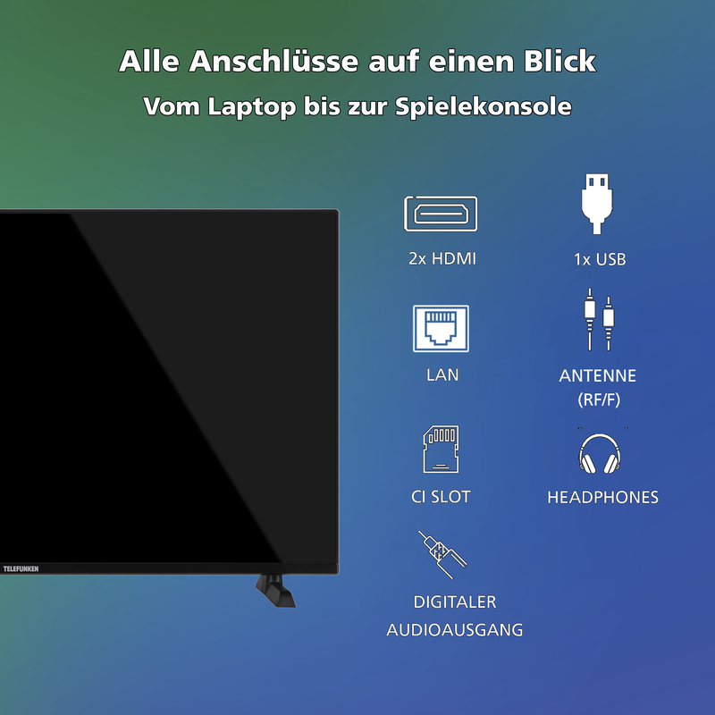 Telefunken QF32VP750S QLED-Fernseher, schwarz, FullHD, Triple Tuner