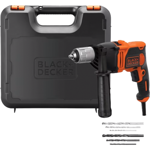 BLACK+DECKER Schlagbohrmaschine BEH850K, orange/schwarz, Koffer, 850 Watt