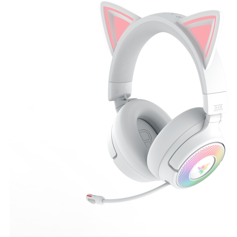 Razer Kraken Kitty V3 Pro Gaming-Headset, weiß, Bluetooth, USB-Dongle, USB-Kabel