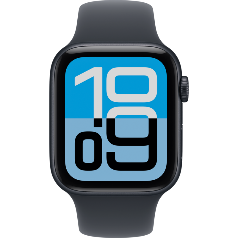 Apple Watch SE 3 Smartwatch, schwarz, Aluminium, 44 mm, Sportarmband mitternacht