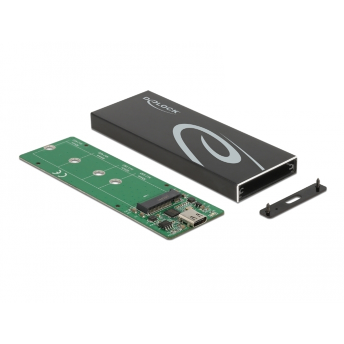 DeLOCK Externes Gehäuse für M.2 SATA SSD Laufwerksgehäuse, schwarz, mit USB