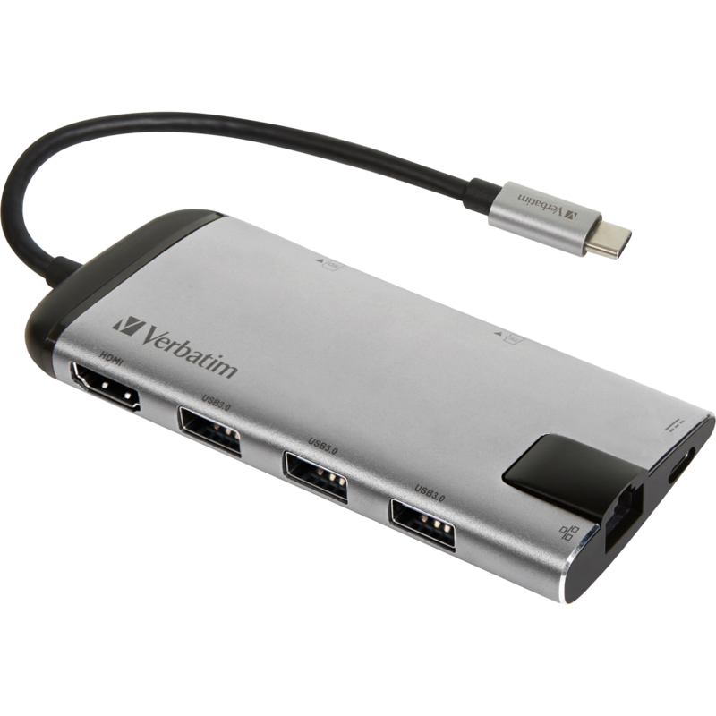 Verbatim USB-C Multiport-Hub Dockingstation, grau, HDMI, USB-A, RJ-45