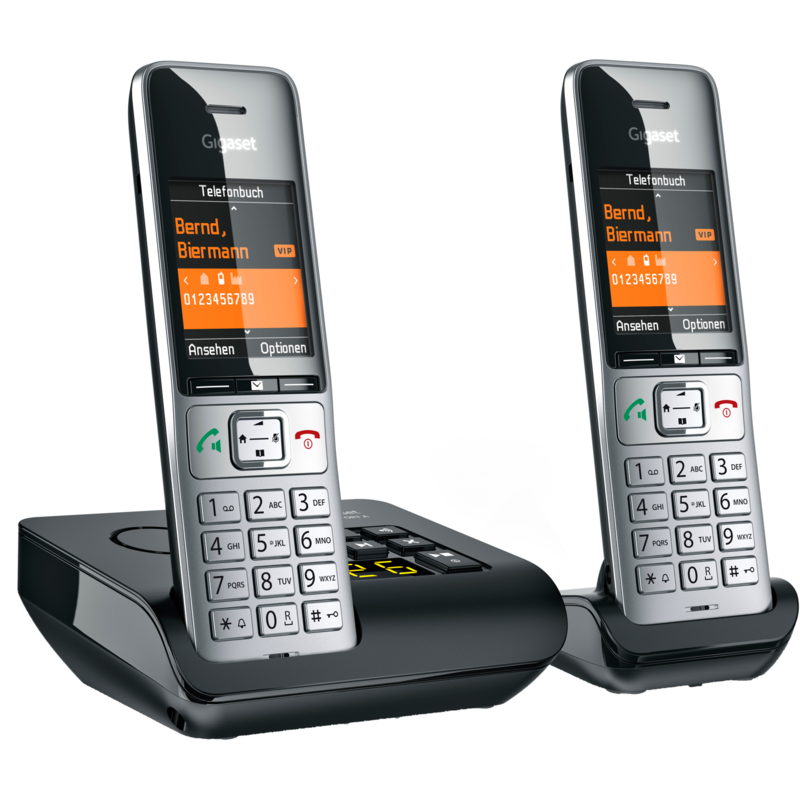 Gigaset COMFORT 500A Duo analoges Telefon, silber/schwarz, 2 Mobilteile