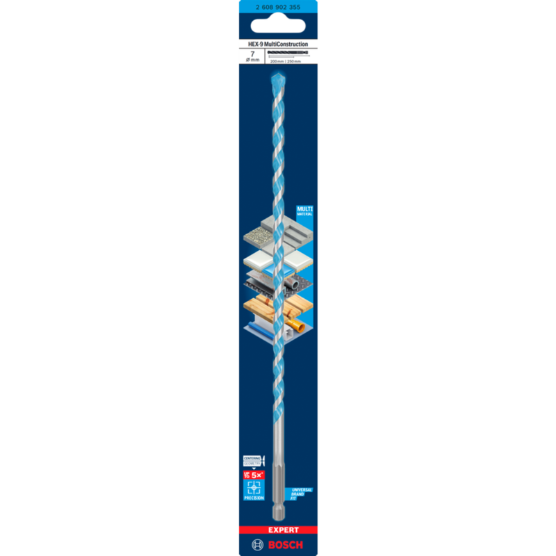 Bosch Professional EXPERT HEX-9 MultiConstruction Bohrer, Ø 7mm, Arbeitslänge