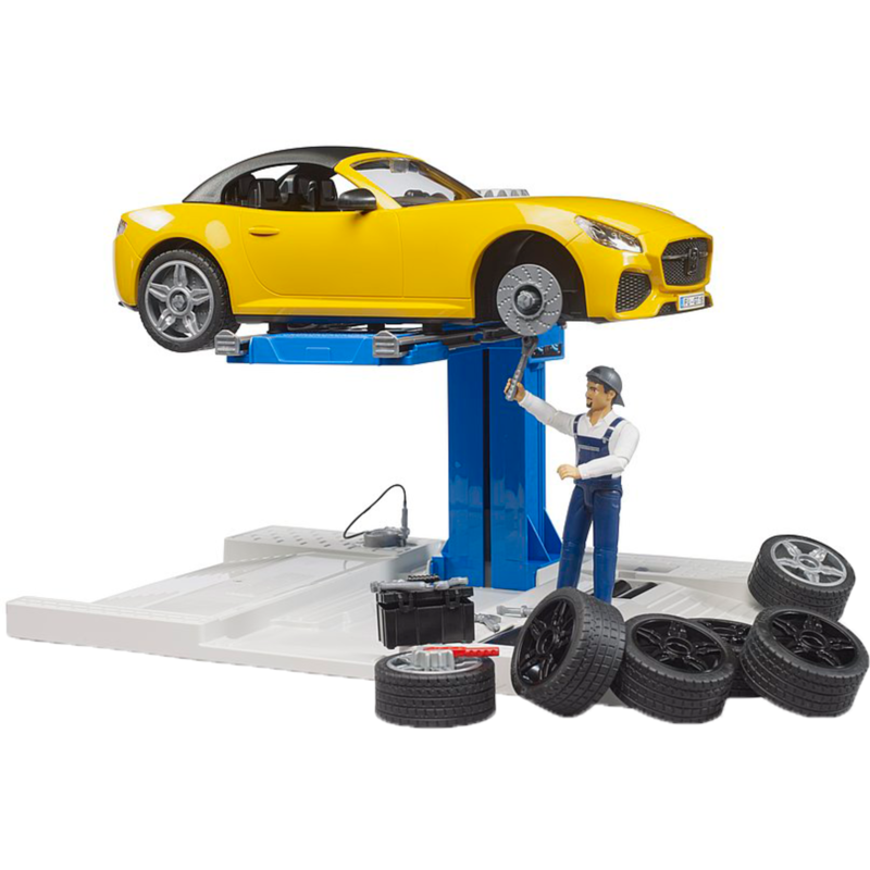 bruder bworld PKW Service Center + bruder Roadster Spielfahrzeug