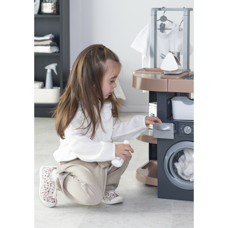 Smoby Rowenta Haushalts-Set Waschküche Kinderhaushaltsgerät, braun/dunkelgrau