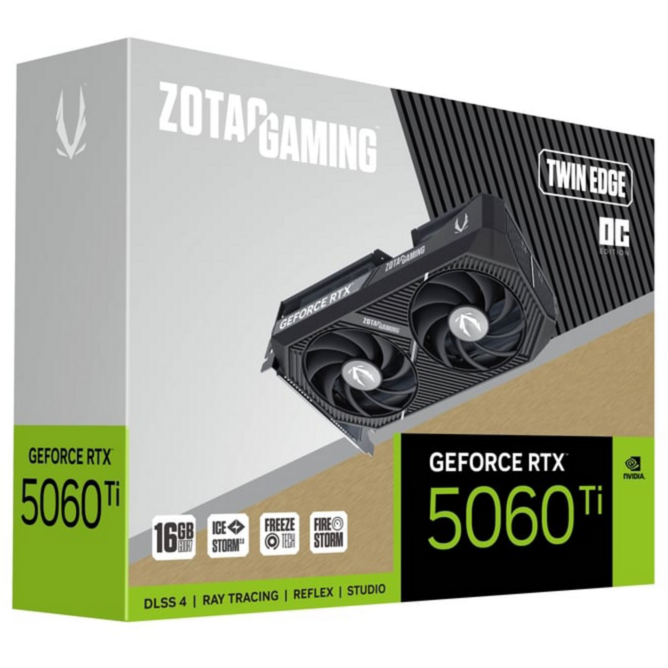 ZOTAC GeForce RTX 5060 Ti Twin Edge OC 16GB Grafikkarte, DLSS 4, 3x DisplayPort