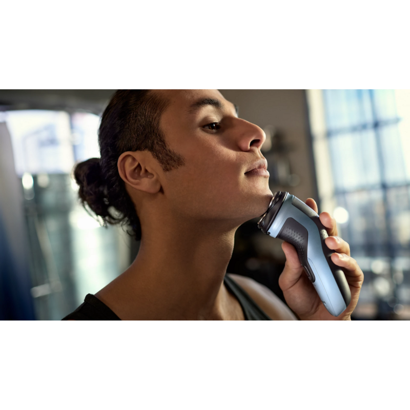 Philips Shaver 3000X Series Rasierer, hellblau/schwarz, USB-A-Ladeanschluss
