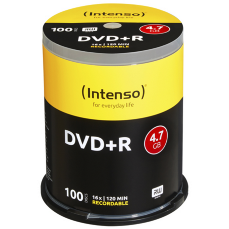 Intenso DVD+R 4,7 GB DVD-Rohlinge, 16fach, 100 Stück