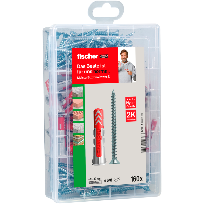 fischer Meister-Box DUOPOWER + Schraube Dübel, hellgrau/rot, 160-teilig