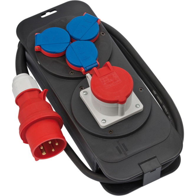 Brennenstuhl Baustromverteiler 16A / IP44, 4-fach Verteiler, schwarz, 2 Meter