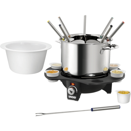 Unold Fondue-Set Elégance, silber/schwarz, 1.000 Watt, Edelstahl- und