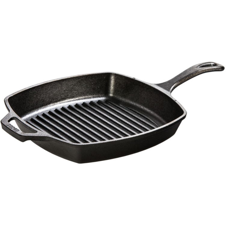 Lodge Grillpfanne L8SGP3 eckig, mit Stiel und Griff Pfanne, schwarz, 26,5cm