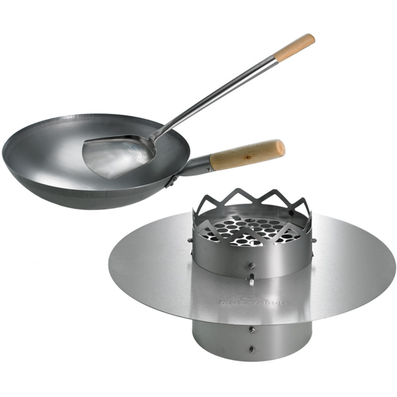 Moesta WOK'N BBQ Komplettpaket, für 67cm Kugelgrill Wok, edelstahl/holz
