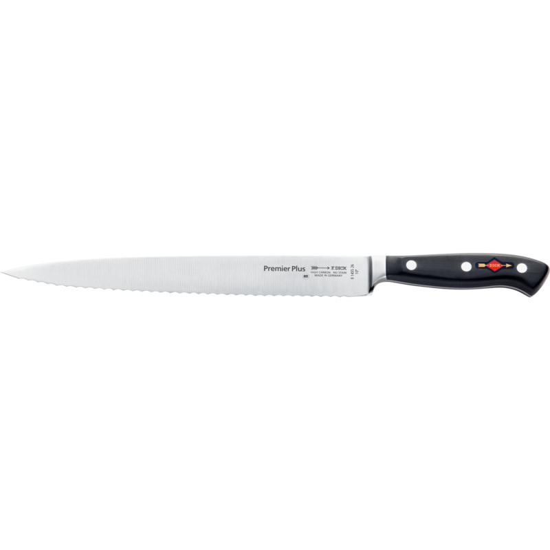 DICK Premier Plus Tranchiermesser Wellenschliff, 26cm Messer, schwarz/silber