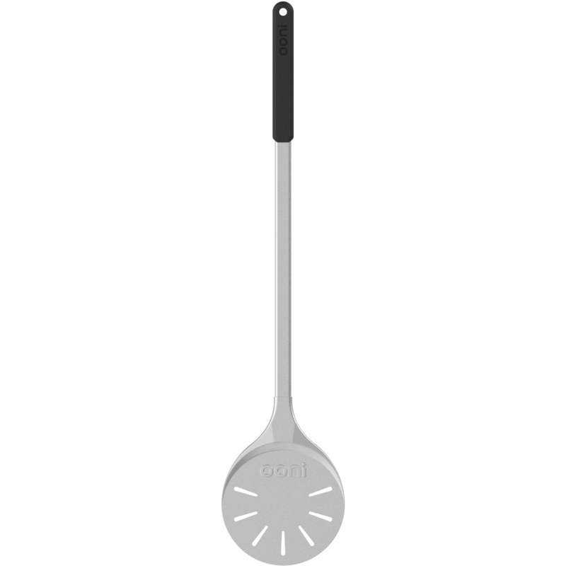 Ooni Pizza Wendeschaufel Grillbesteck, silber/schwarz, langer Stiel