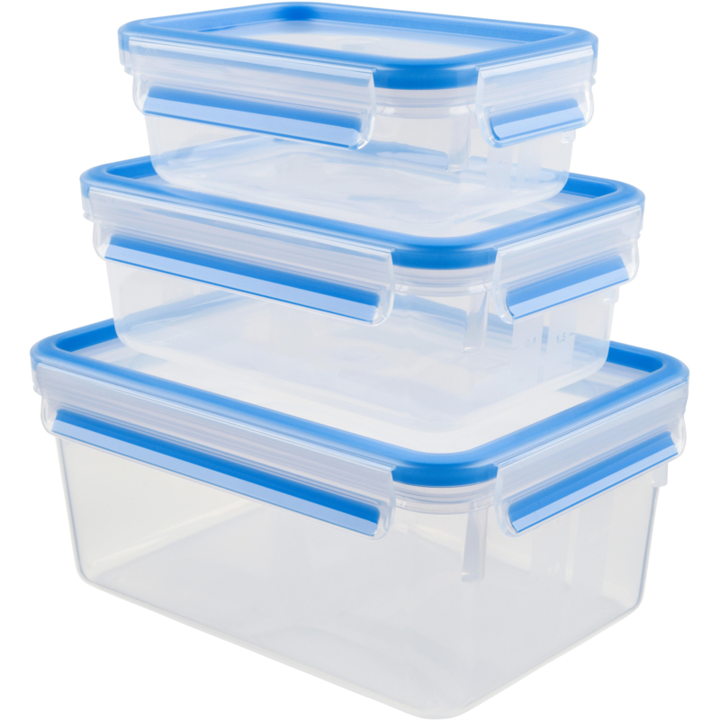 Emsa CLIP & CLOSE Frischhaltedosen-Set Dose, transparent/blau, 0,55 Liter, 1,0
