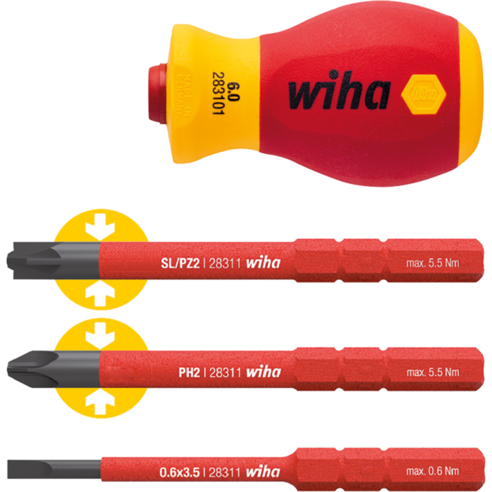 Wiha Schraubendreher mit Bithalter-Set SoftFinish electric slimVario, 4-teilig