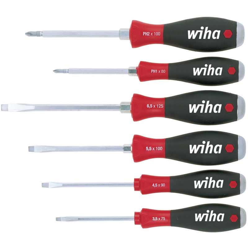 Wiha Schraubendreher-Set SoftFinish, 6-teilig, schwarz/rot