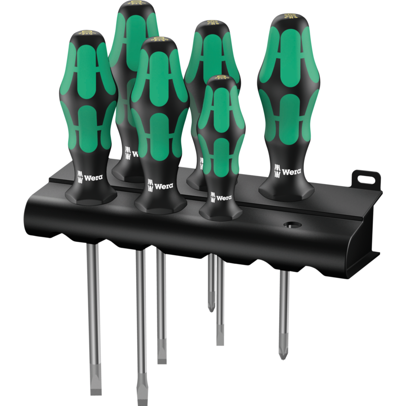 Wera Schraubendreher Satz 334/6, schwarz/grün, Kraftform Plus, Lasertip