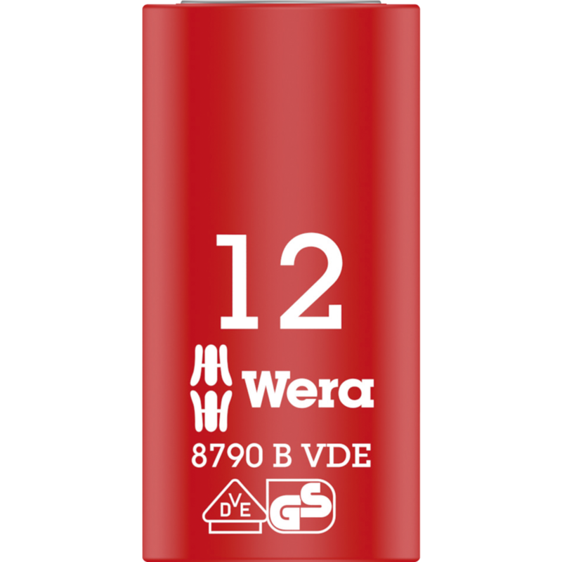Wera VDE Zyklop-Steckschlüssel-Einsatz, 12mm, 3/8", rot/gelb, isoliert bis 1.000