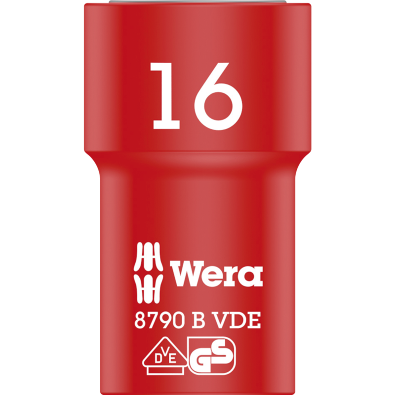 Wera VDE Zyklop-Steckschlüssel-Einsatz, 16mm, 3/8", rot/gelb, isoliert bis 1.000