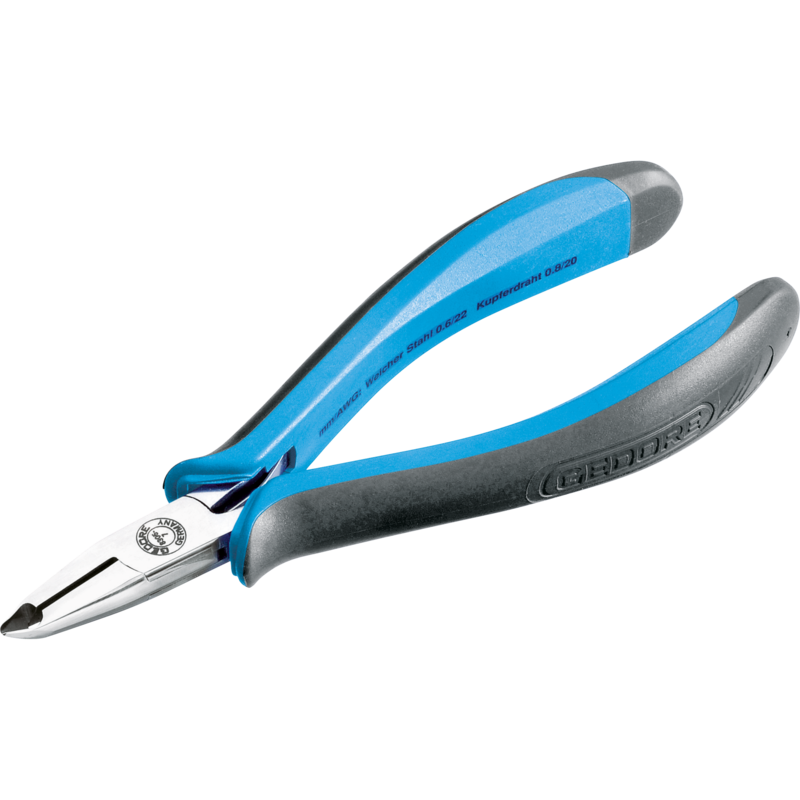 GEDORE Elektronik-Schrägschneider, ESD Schneid-Zange, schwarz/blau, mit feiner