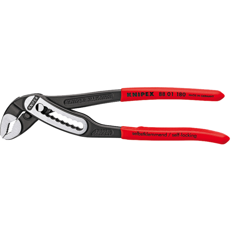 KNIPEX Alligator 8801180, 180mm Rohr- / Wasserpumpen-Zange, rot, 9-stufig