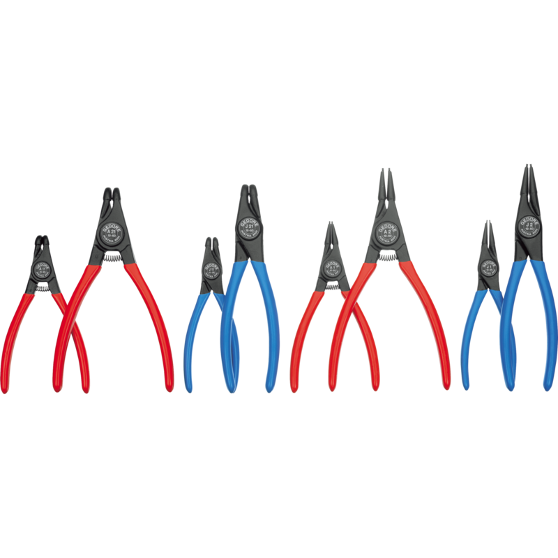 GEDORE Montagezangen-Set 6700490, 8-teilig Zangen-Set, gerade und 90° gewinkelte