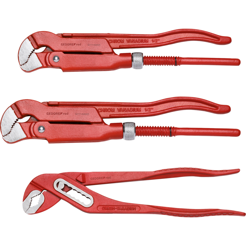GEDORE Red Zangensatz, 3-teilig Zangen-Set, rot, Rohr- und Wasserpumpenzangen