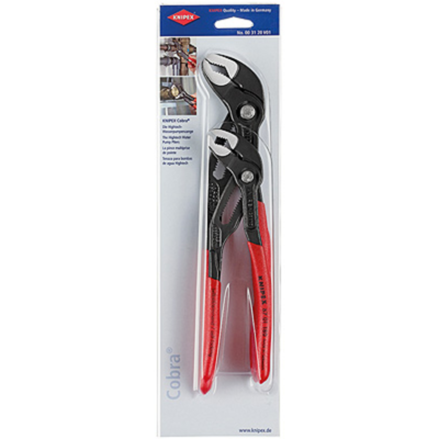 KNIPEX Cobra Zangen-Set 003120V01, 2-teilig, rot, gezahnte Griffflächen