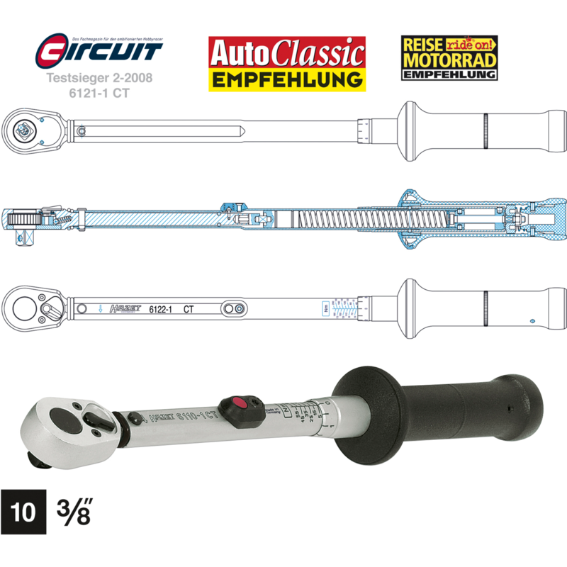 Hazet Drehmomentschlüssel 6110-1CT, 3/8", silber/schwarz