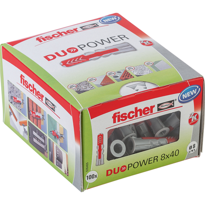 fischer Dübel DUOPOWER 8x40 LD, hellgrau/rot, 100 Stück