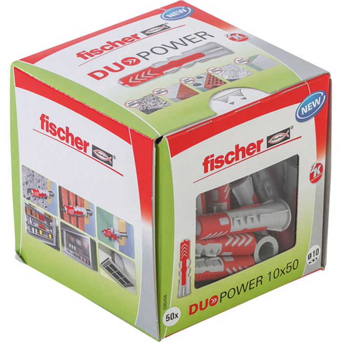 fischer Dübel DUOPOWER 10x50 LD, hellgrau/rot, 50 Stück