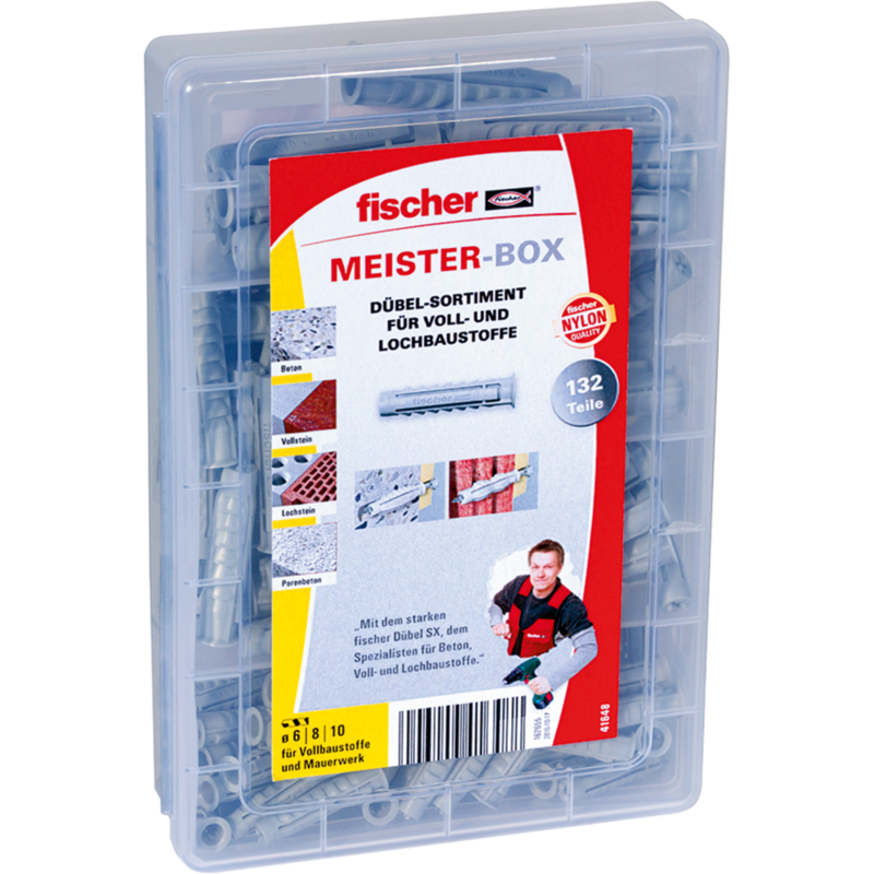 fischer Meister-Box mit Dübel SX, hellgrau, 132-teilig
