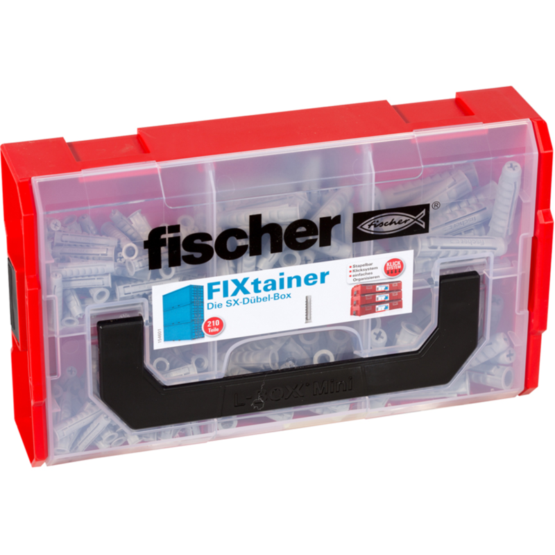 fischer FixTainer SX Dübel-Box, hellgrau, 210-teilig
