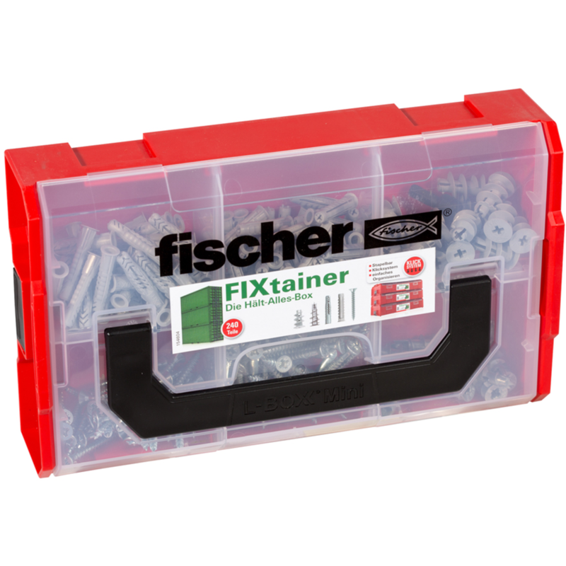 fischer FixTainer - Hält-Alles-Box Dübel, hellgrau, 240-teilig
