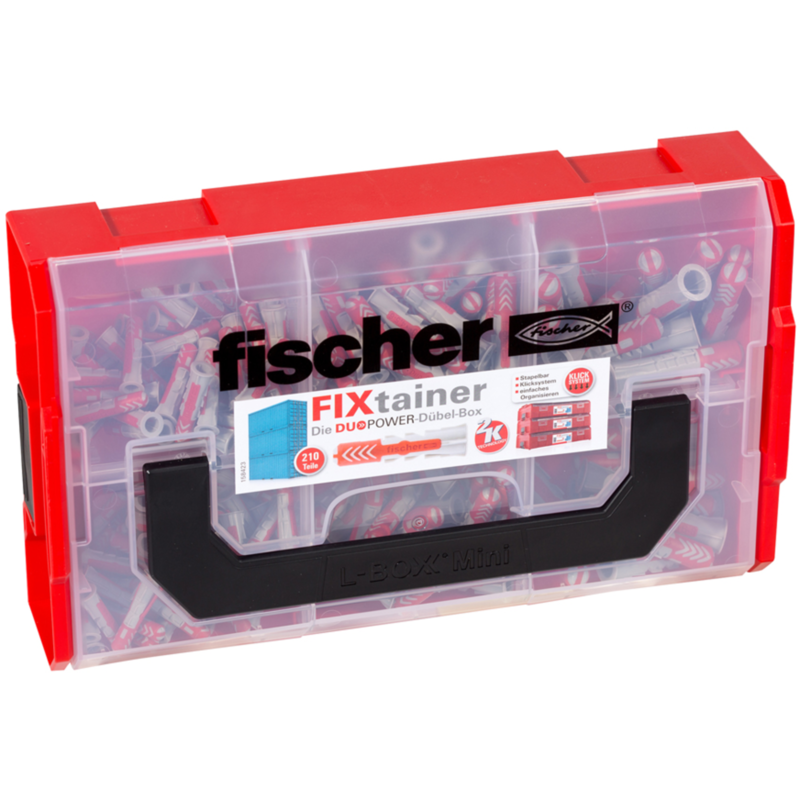 fischer FixTainer - DUOPOWER Dübel, hellgrau/rot, 210-teilig