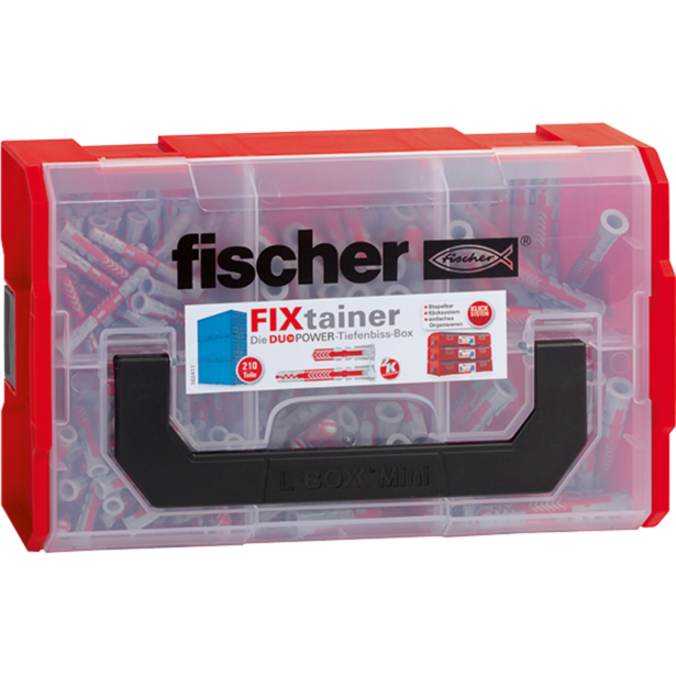fischer FixTainer -DUOPOWER kurz / lang Dübel, hellgrau/rot, 210-teilig