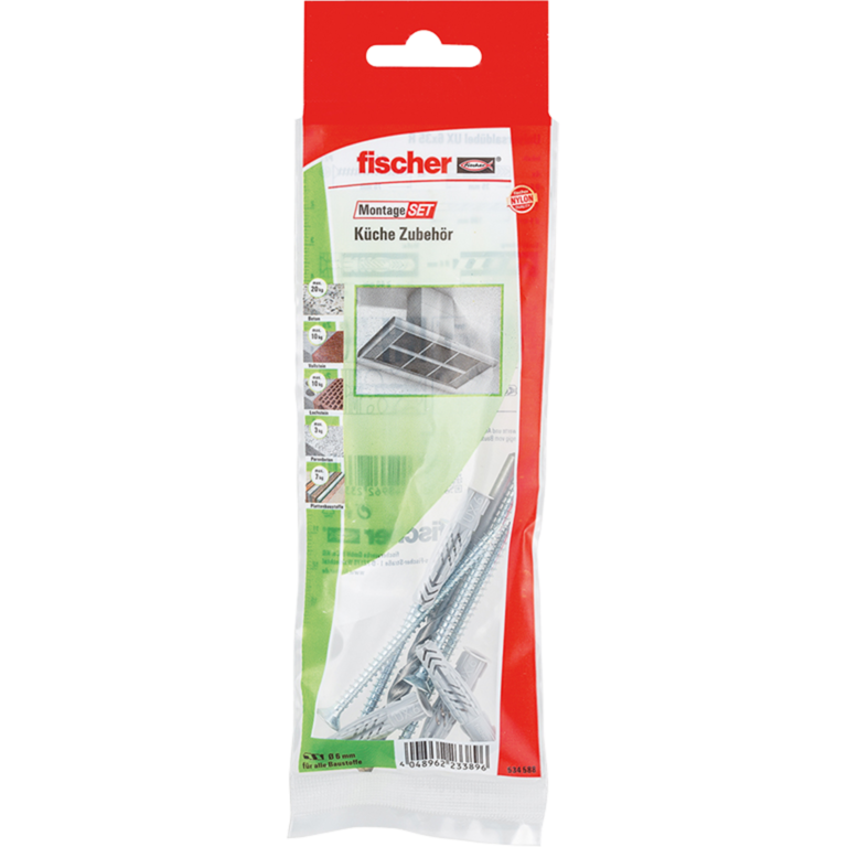 fischer MontageSet Küche Zubehör B Dübel, hellgrau, 8-teilig