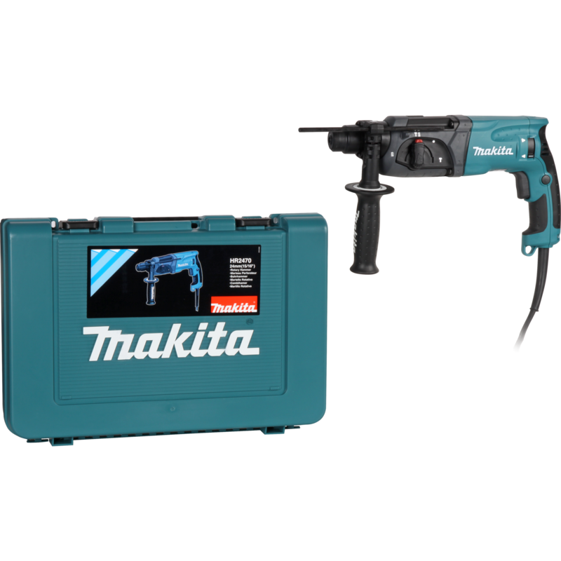 Makita Bohrhammer HR2470, blau/schwarz, Transportkoffer, 780 Watt