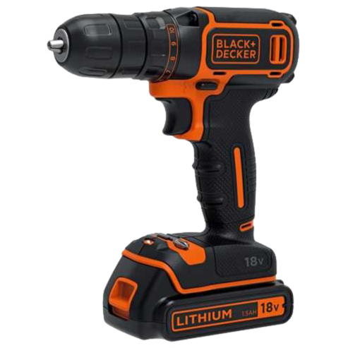 BLACK+DECKER Akku-Bohrschrauber BDCDC18K, 18Volt, schwarz/orange, Li-Ion-Akku