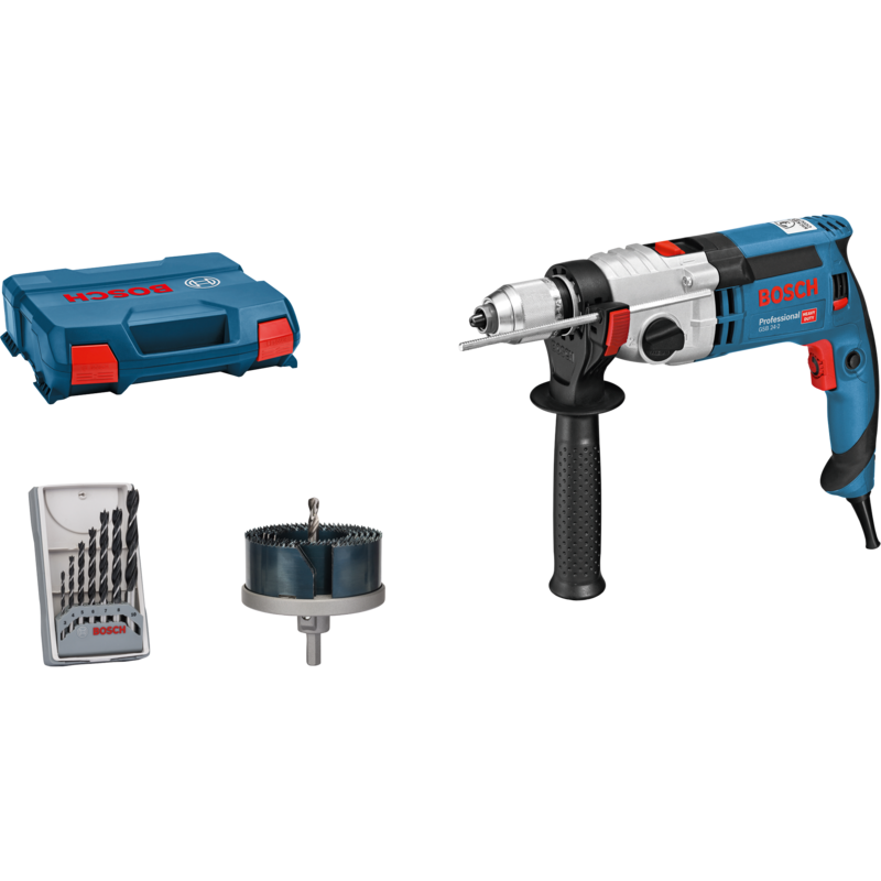 Bosch Professional Schlagbohrmaschine GSB 24-2 Professional, blau/schwarz, 1.100