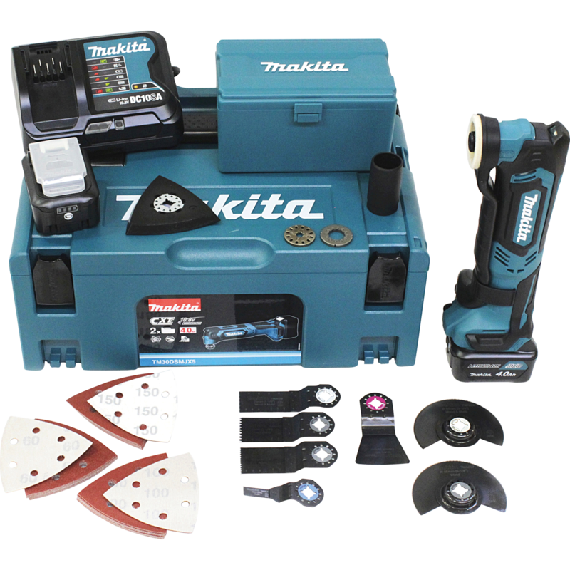 Makita Akku-Multifunktions-Werkzeug TM30DSMJX5, 12 Volt, blau/schwarz, 2x