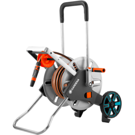 GARDENA Schlauchwagen CleverRoll M Easy Metall Set, grau/orange, 25 Meter, mit