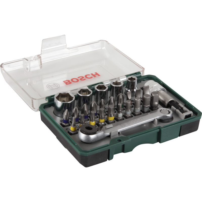 Bosch Heimwerken & Garten Mini Ratschen-Set 27-teilig Werkzeug-Set, grün