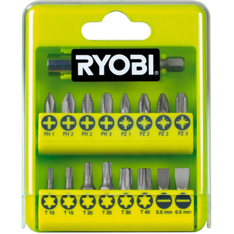 Ryobi Bitset RAK17SD, 17-teilig Bit-Satz, grün